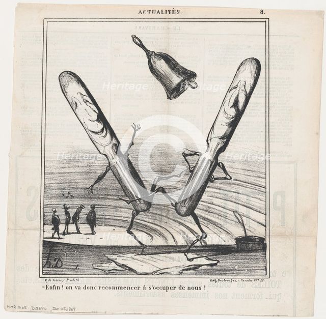 Enfin! On va donc recommencer à s'occuper de nous!, 1869. Creator: Honore Daumier.