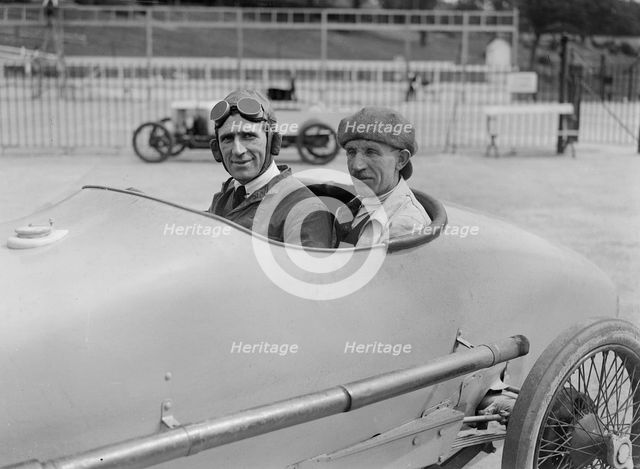 Enfield-Allday of AC Bertelli at the JCC 200 Mile Race, Brooklands, 1922. Artist: Bill Brunell.