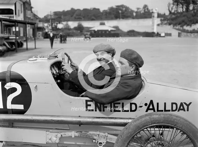 Enfield-Allday of Woolf Barnato at the JCC 200 Mile Race, Brooklands, 1922. Artist: Bill Brunell.