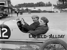 Enfield-Allday of Woolf Barnato at the JCC 200 Mile Race, Brooklands, 1922. Artist: Bill Brunell