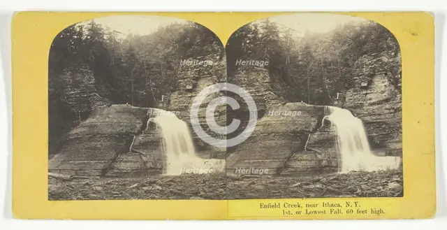 Enfield Creek, near Ithaca, N.Y. 1st, or Lowest Fall, 60 feet high, 1860/65. Creator: J. C. Burritt.