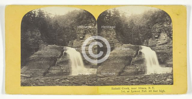 Enfield Creek, near Ithaca, N.Y. 1st, or Lowest Fall, 60 feet high, 1860/65. Creator: J. C. Burritt.