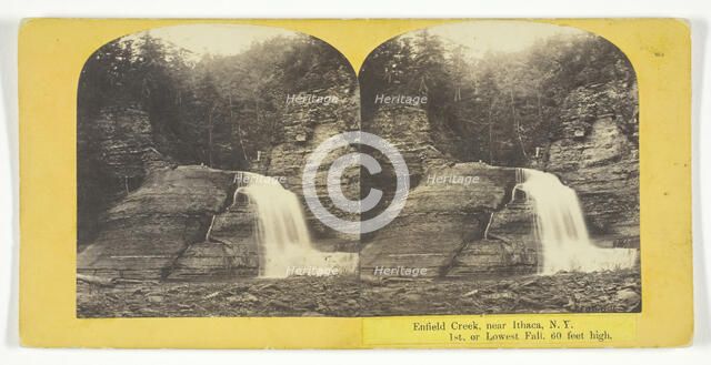 Enfield Creek, near Ithaca, N.Y. 1st, or Lowest Fall, 60 feet high, 1860/65. Creator: J. C. Burritt.
