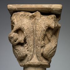 Engaged Capital with Birds and Dragons, late 1100s. Creator: Unknown