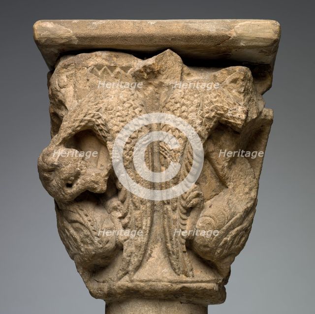 Engaged Capital with Birds and Dragons, late 1100s. Creator: Unknown.