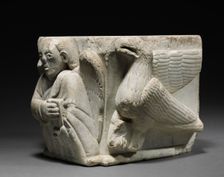 Engaged Capital with Figures of a Man and of an Eagle, 1175-1200. Creator: Unknown