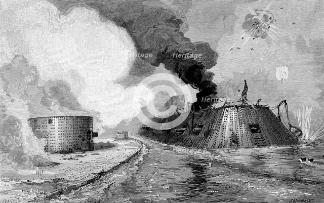 Engagement between Confederates and Unionists, American Civil War, (1852) 1885. Artist: Unknown
