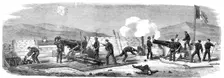 Engagement between the "Bourbonnais" Neapolitan steam-frigate and the ship-gun battery..., 1860. Creator: Unknown