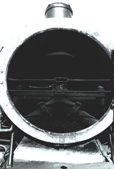 Engine of a steam train, inside of the smoke box