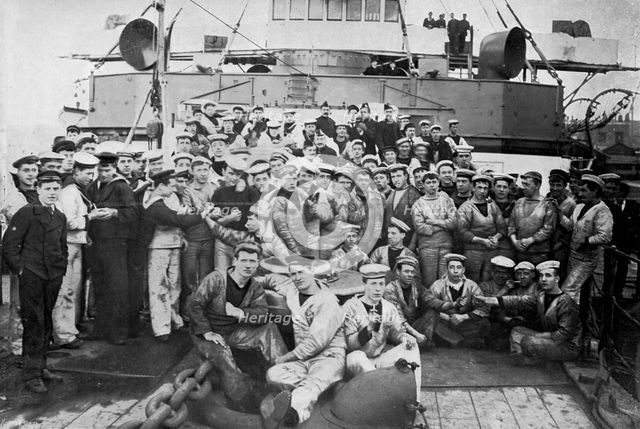 Engine room ratings on board HMS 'Majestic', 1896.Artist: Gregory & Co