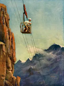 Engineers at Work on a Mountain Ropeway c1930. Creator: Francis E Hiley