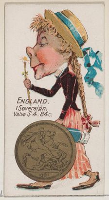 England, 1 Sovereign, from the series Coins of All Nations (N72, variation 1) for Duke bra..., 1889. Creator: Unknown