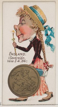 England, 1 Sovereign, from the series Coins of All Nations (N72, variation 1) for Duke bra..., 1889. Creator: Unknown