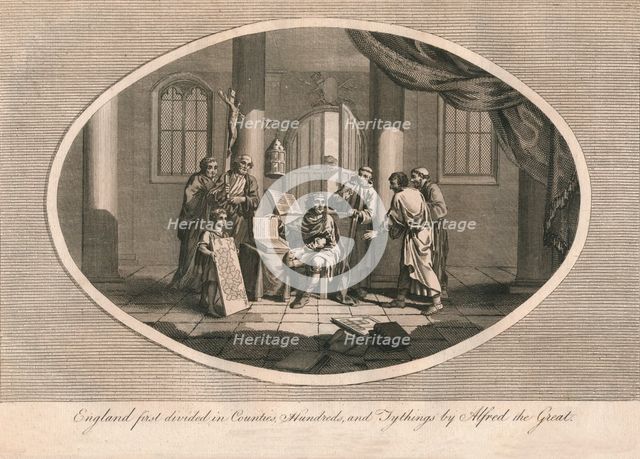 England first divided in counties, hundreds, and tythings by Alfred the Great, c880s (1793). Artist: Unknown.