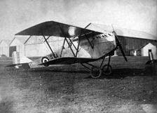 England. Magenta SVA biplane parked on an airfield, 1918