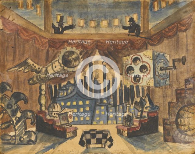 England. Stage design for the theatre play The flea by E. Zamyatin. Artist: Kustodiev, Boris Michaylovich (1878-1927)
