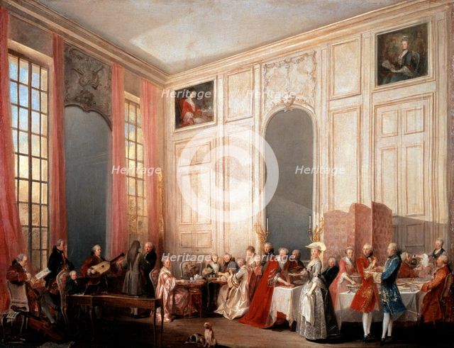 'English Tea Party with the Prince of Conti at the Temple', 1766. Artist: Michel Barthelemy Ollivier