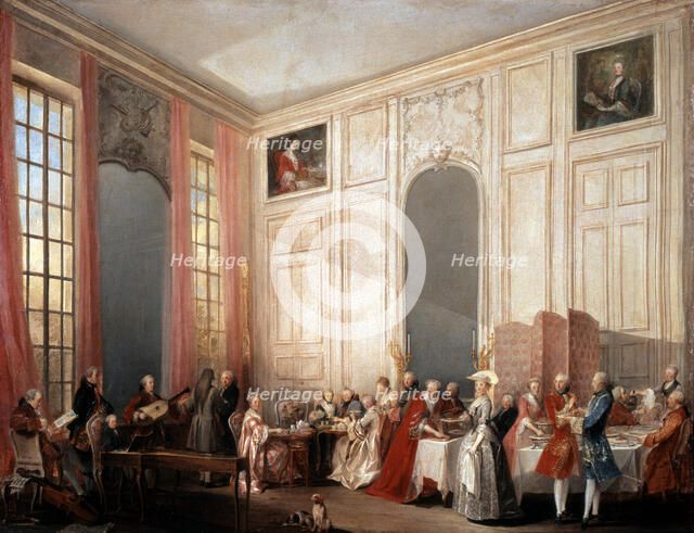 'English Tea Party with the Prince of Conti at the Temple', 1766. Artist: Michel Barthelemy Ollivier
