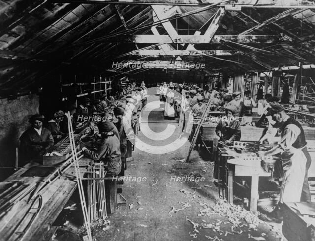 English women making aeroplane [i.e. aeroplane] shafts, between c1915 and c1920. Creator: Bain News Service.