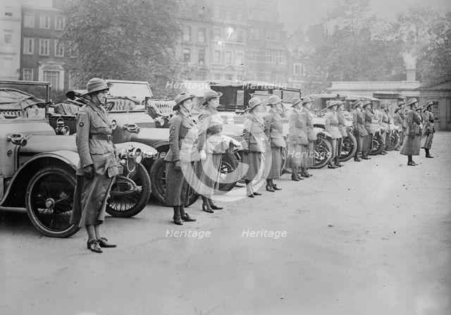 English women motor volunteers inspected, between c1915 and 1918. Creator: Bain News Service.
