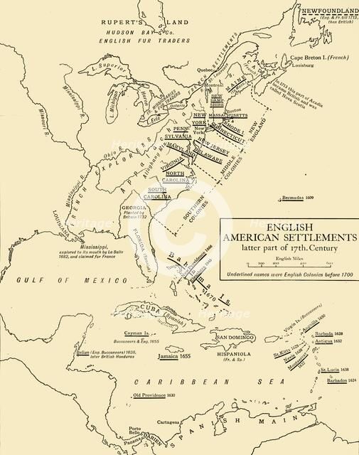 'English American Settlements - latter part of 17th Century', 1926. Creators: Unknown, Emery Walker Ltd.