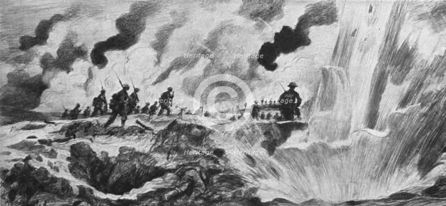 English Attack of July 31, 1917; British infantry advance..., 1917. Creator: A Forestier.