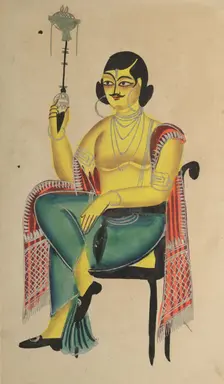 English Babu (Native Indian Clerk) Holding a Hookah, 1800s. Creator: Unknown