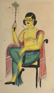 English Babu (Native Indian Clerk) Holding a Hookah, 1800s. Creator: Unknown