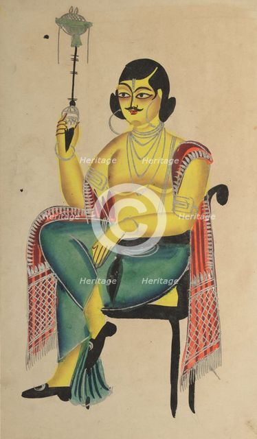 English Babu (Native Indian Clerk) Holding a Hookah, 1800s. Creator: Unknown.