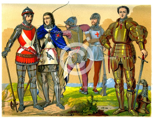 English battle dress, 15th-16th century (1849).Artist: Edward May