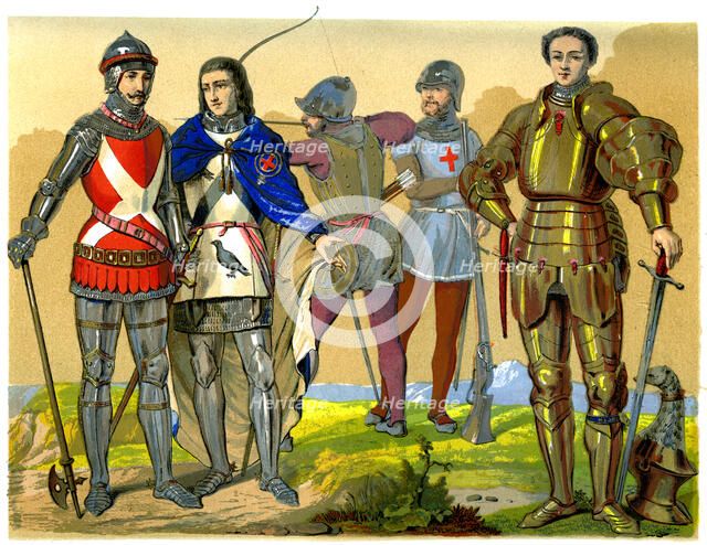 English battle dress, 15th-16th century (1849).Artist: Edward May