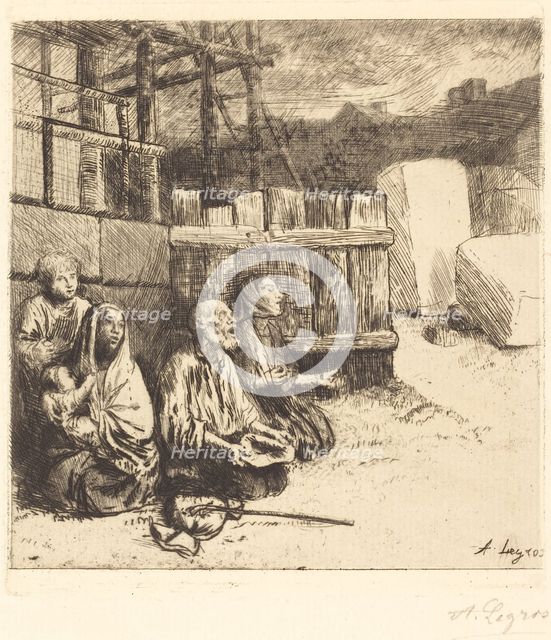 English Beggars (Les mendiants anglais), 1875. Creator: Alphonse Legros.
