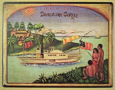 English billboard on Brazilian Coffee, etching, 1840