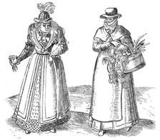 English countrywoman with lady of the Court, 1572. Artist: Georgius Braun