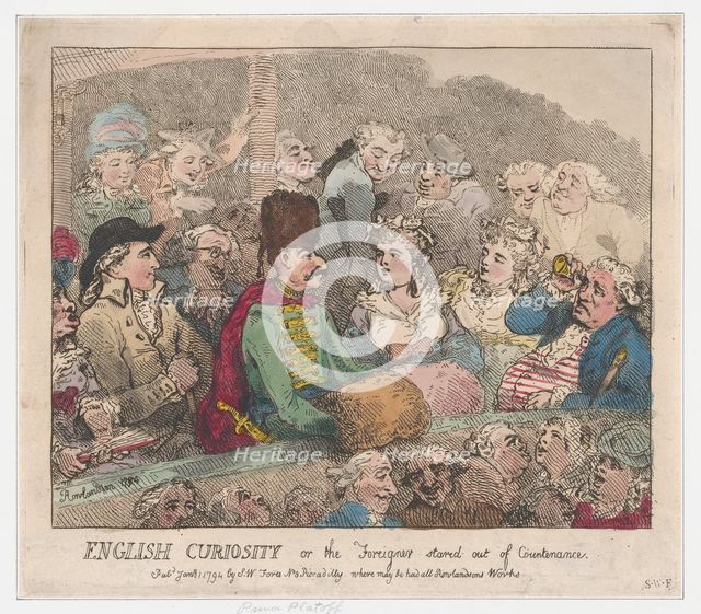 English Curiosity or The Foreigner Stared Out of Countenance, January 1, 1794., January 1, 1794. Creator: Thomas Rowlandson.