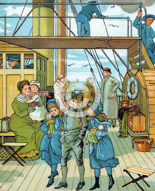 English family travelling to France, 1886. Artist: Unknown