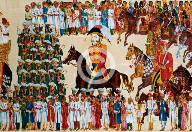 English grandee of the East India Company riding in an Indian procession, 1825-1830. Artist: Unknown
