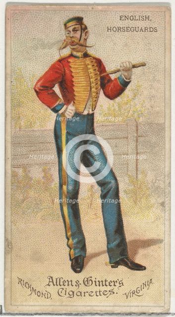 English Horseguards, from World's Dudes series (N31) for Allen & Ginter Cigarettes, 1888. Creator: Allen & Ginter.