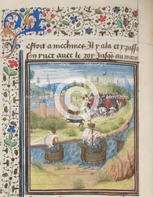 English king Richard I Lionheart conquered the island of Cyprus in 1191. Miniature from the Historia by William of Tyre, 1460s. Artist: Anonymous  