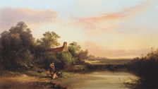 English Landscape with Cottage and Stream 1860. Artist: Edward Charles Williams