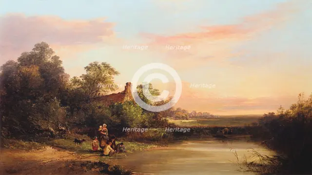 'English Landscape with Cottage and Stream', 1860. Artist: Edward Charles Williams