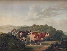 English Landscape, with Shorthorned Cattle late 18th-early 19th century, (1930). Creator: Charles Towne