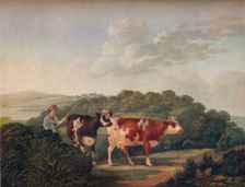English Landscape, with Shorthorned Cattle late 18th-early 19th century, (1930). Creator: Charles Towne
