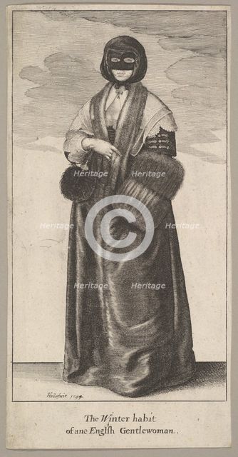 English Lady in Winter Costume (The Winter habit of ane English Gentlewoman), 1644. Creator: Wenceslaus Hollar.