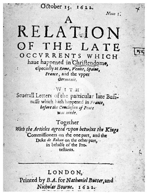 English news book, 1622 (1956). Artist: Unknown