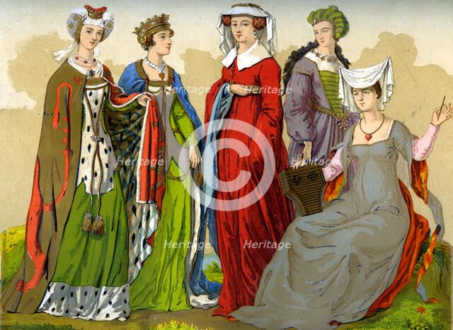 English noblewomen, 15th-16th century (1849).Artist: Edward May