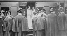 English Nurses entraining at London, between c1914 and c1915. Creator: Bain News Service