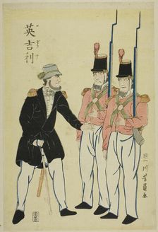 English officer and soldiers, 1861. Creator: Yoshikazu