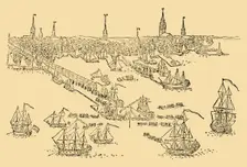 English Ships of War at Boston (Where The Tea-Party Took Place) In 1768 c1930. Creator: Unknown