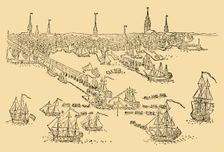 English Ships of War at Boston (Where The Tea-Party Took Place) In 1768 c1930. Creator: Unknown